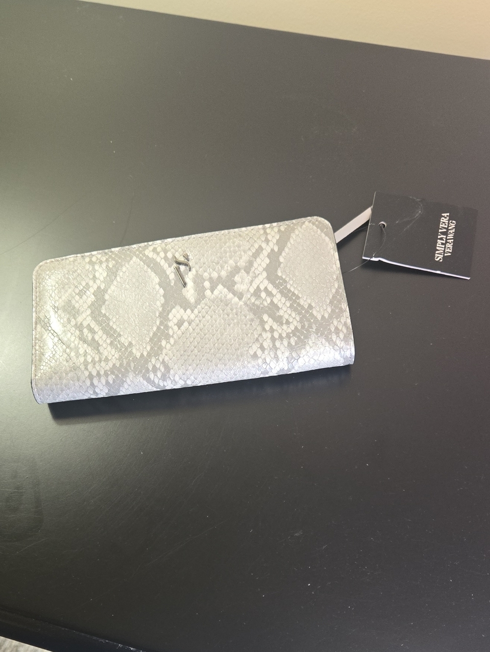 Simply Vera Vera Wang Metallic Silver Snake-Embossed Bifold Wallet NWT